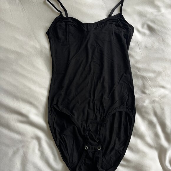Baserange Bamboo Corset Bodysuit Leotard - Black - Size M - Picture 6 of 7